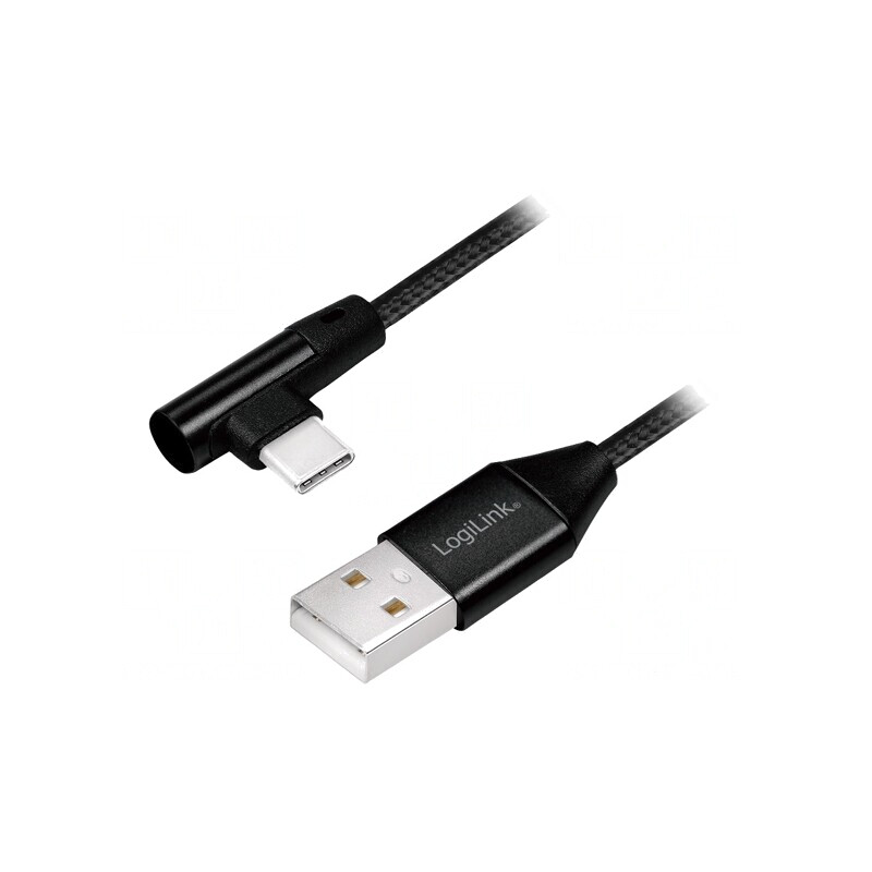 Cablu USB 2.0 USB-A la USB-C Unghi 1m Negru | Electronic-mag.ro | Componente Electronice
