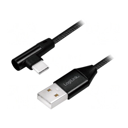 Cablu USB 2.0 USB-A la USB-C Unghi 1m Negru | Electronic-mag.ro | Componente Electronice