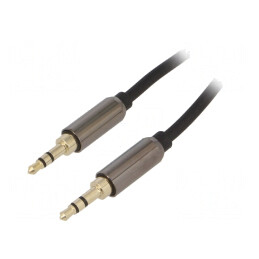 Cablu Audio Jack 3.5mm Aurit 1m Negru | Electronic-mag.ro | Componente Electronice