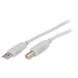 Cablu USB 2.0 A-B 3m Gri Deschis | Electronic-mag.ro | Componente Electronice