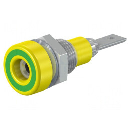 Soclu banană 2mm galben-verde 10A panou | Electronic-mag.ro | Componente Electronice