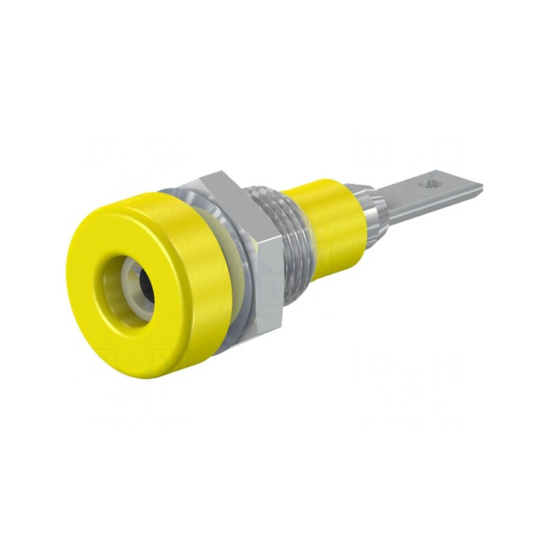 Soclu Banană 2mm Galbenă pentru Panou 10A 60VDC | Electronic-mag.ro | Componente Electronice
