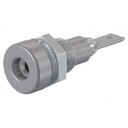 Soclu Banană Gri 2mm 10A 23mm pe Panou cu Izolație | Electronic-mag.ro | Componente Electronice