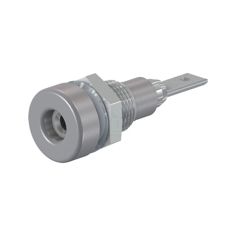 Soclu Banană Gri 2mm 10A 23mm pe Panou cu Izolație | Electronic-mag.ro | Componente Electronice