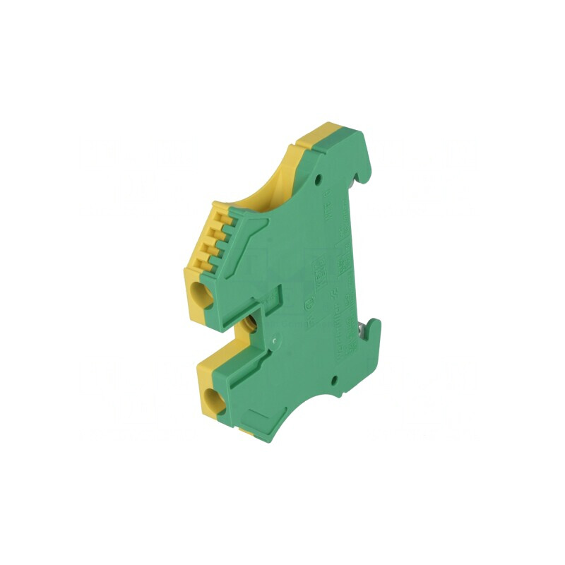 Conector Șine 6mm2 1 Pista 2 Borne Galben-Verde TS35 | Electronic-mag.ro | Componente Electronice