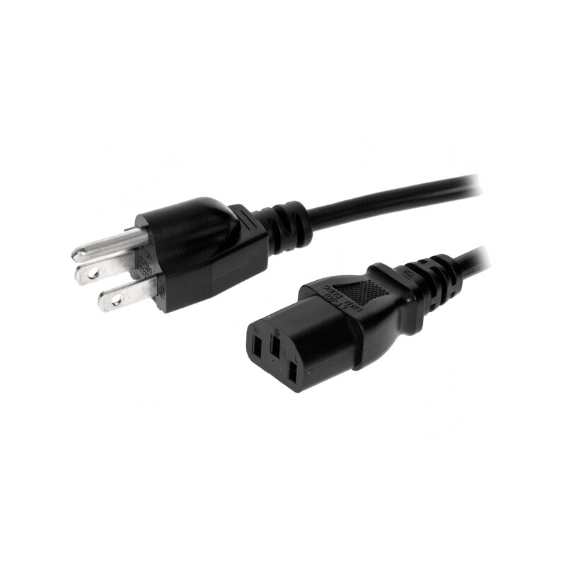 Cablu Alimentare 1.5m Negru IEC C13 la NEMA 5-15 | Electronic-mag.ro | Componente Electronice