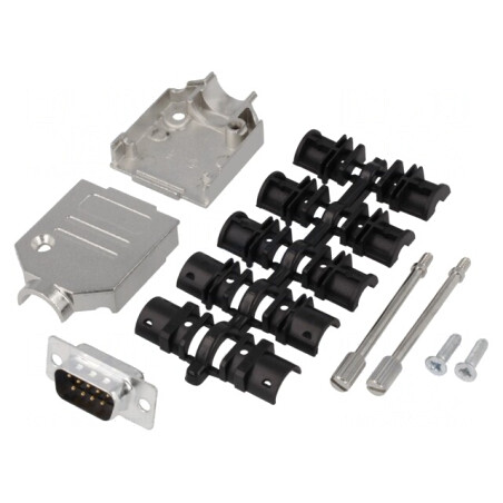 D-Sub 9-Pin Mufă Tată Lipire pe Cablu Neagră Kit Complet | Electronic-mag.ro | Componente Electronice