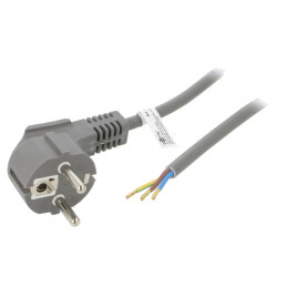 Cablu Alimentare CEE 7/7 Ştecăr Unghi 1,5m Gri 10A | Electronic-mag.ro | Componente Electronice