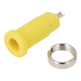 Soclu banană galben 2mm 10A 600V pentru panou | Electronic-mag.ro | Componente Electronice