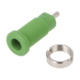 Soclu Banană 2mm Verde 10A 600V Panou