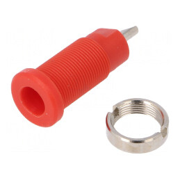 Soclu banană 2mm 10A 600V roșu pentru panou | Electronic-mag.ro | Componente Electronice