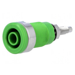 Soclu banană verde 4mm 32A 1kV pe panou | Electronic-mag.ro | Componente Electronice