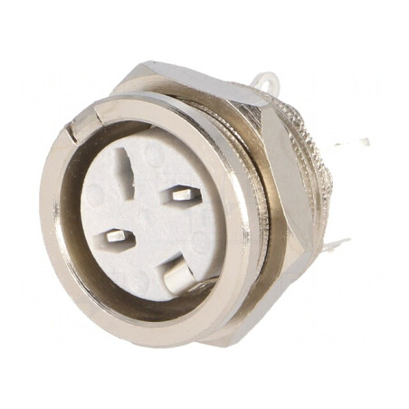 Soclu DIN mamă 3 pini 34V 2A argintat | Electronic-mag.ro | Componente Electronice