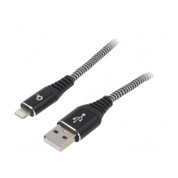 Cablu USB 2.0 Lightning 2m Negru | Electronic-mag.ro | Componente Electronice