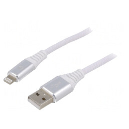 Cablu USB 2.0 Apple Lightning 2m Alb | Electronic-mag.ro | Componente Electronice