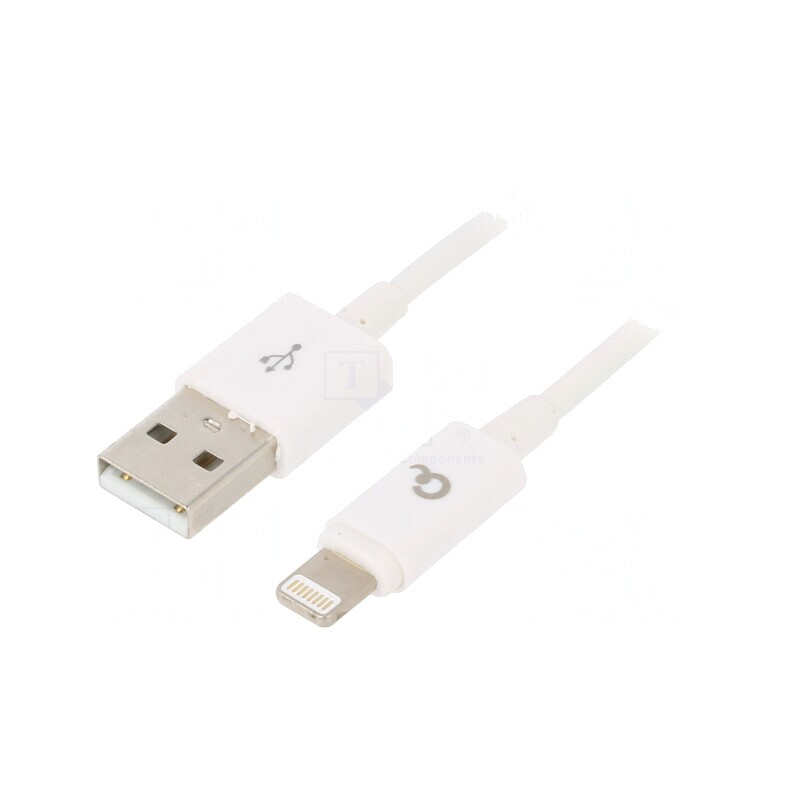 Cablu USB 2.0 Lightning 2m Alb | Electronic-mag.ro | Componente Electronice