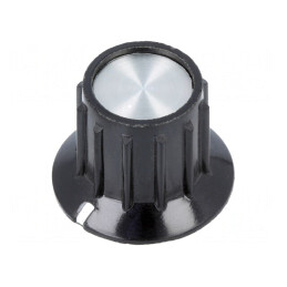 Buton rotativ cu flanșă plastic negru 6,35mm 14,7x15mm