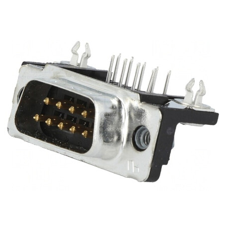 Conector D-Sub 9-Pin Soclu Tată 90° THT UNC 4-40 | Electronic-mag.ro | Componente Electronice