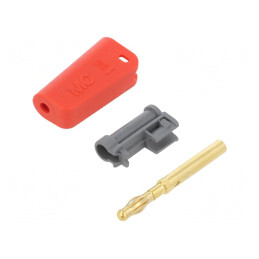 Mufă Banană 4mm Roșie Aurită | Electronic-mag.ro | Componente Electronice