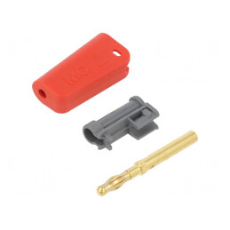 Mufă banană 4mm 32A roșie cu soclu axial aurit | Electronic-mag.ro | Componente Electronice