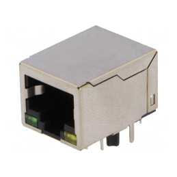 Soclu RJ45 ecranat cu LED 8p8c THT | Electronic-mag.ro | Componente Electronice