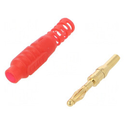 Mufă banană 2mm roșie 10A 30VAC 60VDC | Electronic-mag.ro | Componente Electronice