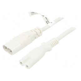 Cablu Alimentare IEC C7 C8 2m Alb | Electronic-mag.ro | Componente Electronice