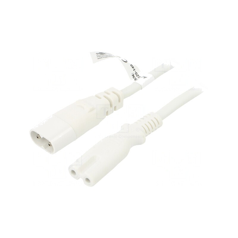 Cablu Alimentare IEC C7 C8 2m Alb | Electronic-mag.ro | Componente Electronice