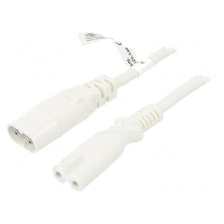 Cablu Alimentare IEC C7 C8 2m Alb | Electronic-mag.ro | Componente Electronice