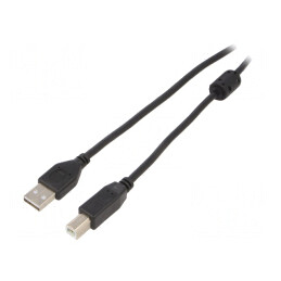 Cablu USB 2.0 A-B Aurit 4,5m Negru