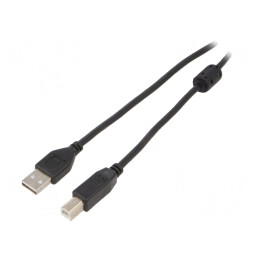 Cablu USB 2.0 A-B Aurit 4,5m Negru | Electronic-mag.ro | Componente Electronice