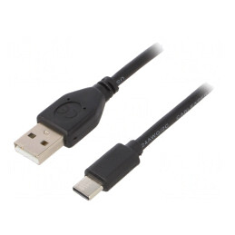 Cablu USB 2.0 USB A la USB C 3m Negru PVC Aurit | Electronic-mag.ro | Componente Electronice