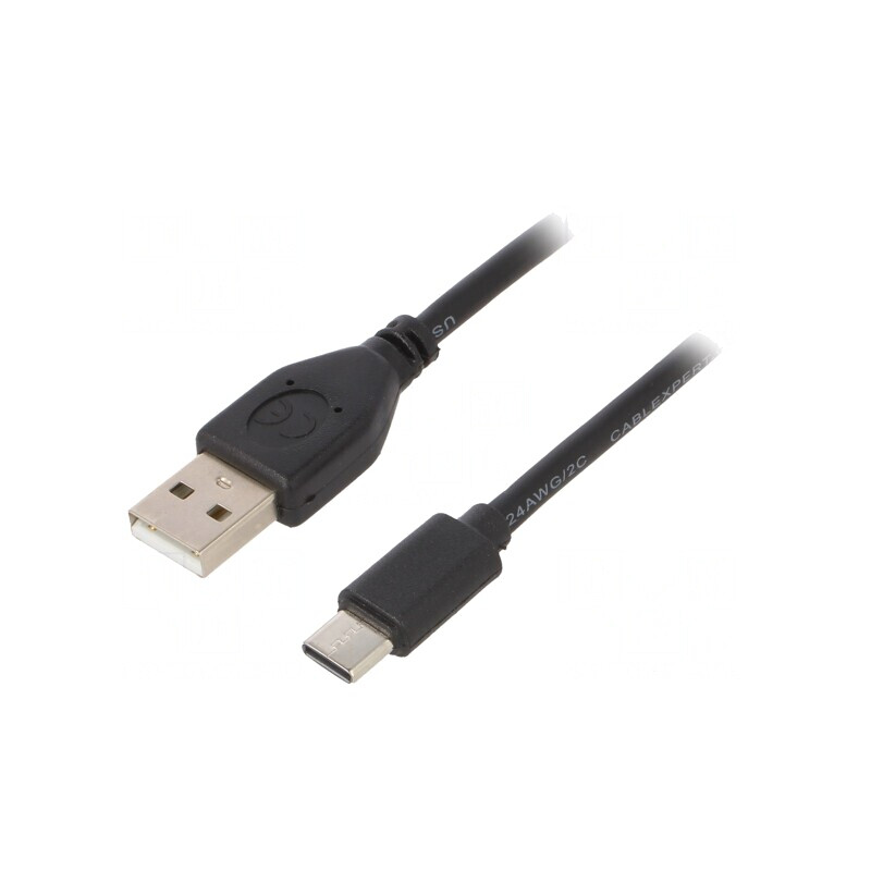 Cablu USB 2.0 USB A la USB C 3m Negru PVC Aurit | Electronic-mag.ro | Componente Electronice