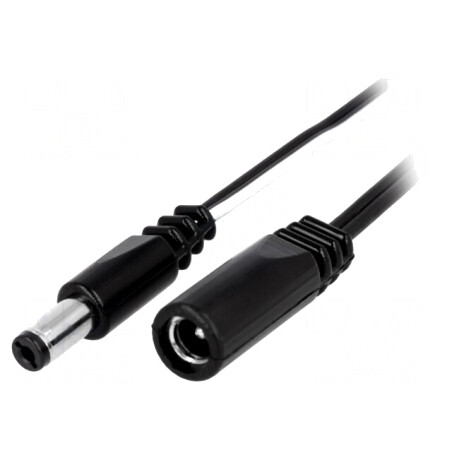 Cablu Alimentare DC 5,5/2,1 mm 2x0,5 mm² Negru | Electronic-mag.ro | Componente Electronice
