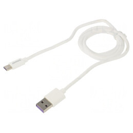 Cablu USB 2.0 USB-A la USB-C 1m Alb 5A | Electronic-mag.ro | Componente Electronice