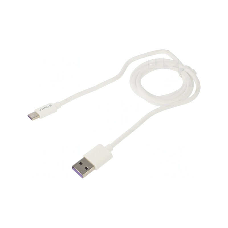 Cablu USB 2.0 USB-A la USB-C 1m Alb 5A | Electronic-mag.ro | Componente Electronice