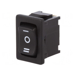 Rocker Switch SP3T ON-OFF-ON 6A 250V Black IP40