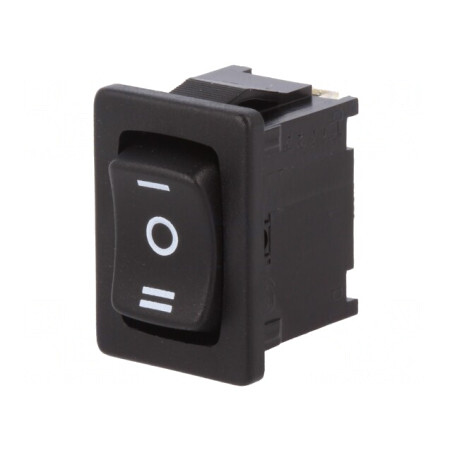 Rocker Switch SP3T ON-OFF-ON 6A 250V Black IP40 | Electronic-mag.ro | Componente Electronice