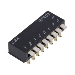 Comutator: DIP-SWITCH; Număr secţiuni: 8; 0,1A/5VDC; Poz: 2; SMT