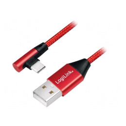 Cablu USB 2.0 USB A la USB C unghi 1m roșu PVC | Electronic-mag.ro | Componente Electronice