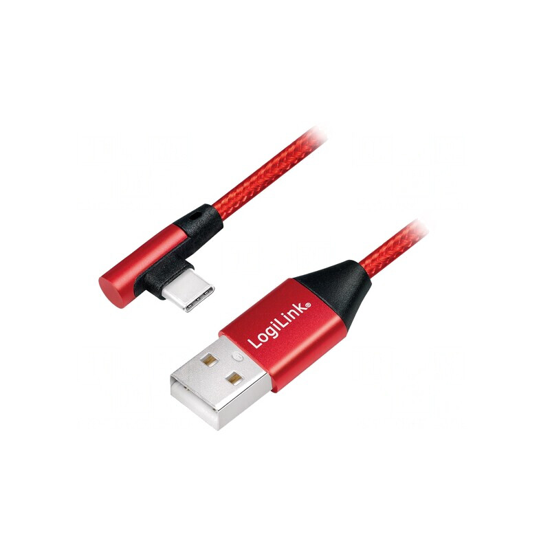 Cablu USB 2.0 USB A la USB C unghi 1m roșu PVC | Electronic-mag.ro | Componente Electronice