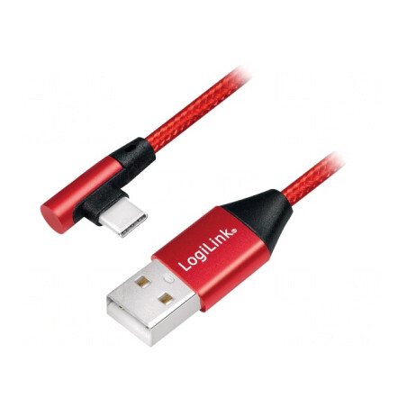 Cablu USB 2.0 USB A la USB C unghi 1m roșu PVC | Electronic-mag.ro | Componente Electronice