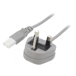 Cablu Alimentare 1m Gri 2x0,75mm2 BS 1363 la IEC C7 3A | Electronic-mag.ro | Componente Electronice