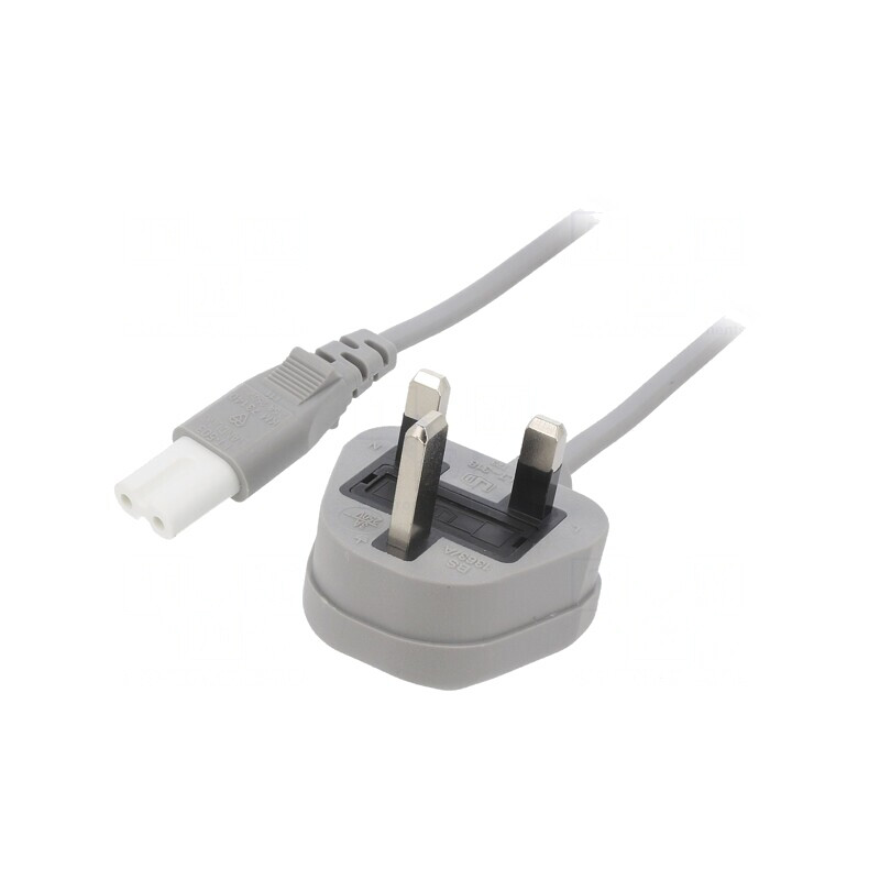 Cablu Alimentare 1m Gri 2x0,75mm2 BS 1363 la IEC C7 3A | Electronic-mag.ro | Componente Electronice Cablu Alimentare 1m Gri 2x0,75mm2 BS 1363 la IEC C7 3A | Electronic-mag.ro | Componente Electronice