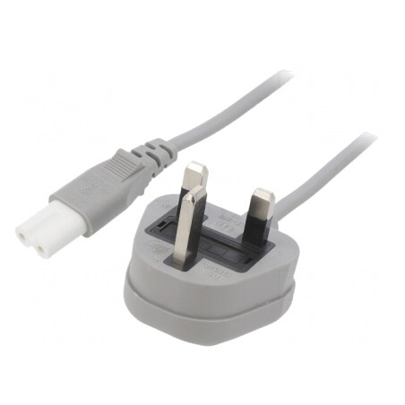 Cablu Alimentare 1m Gri 2x0,75mm2 BS 1363 la IEC C7 3A | Electronic-mag.ro | Componente Electronice