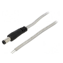 Cablu Alimentare 2x0,5mm2 cu Mufă DC 5,5/2,1 Transparentă | Electronic-mag.ro | Componente Electronice