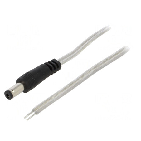 Cablu Alimentare 2x0,5mm2 cu Mufă DC 5,5/2,1 Transparentă | Electronic-mag.ro | Componente Electronice