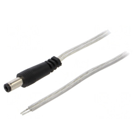 Cablu DC 5,5/2,5 mm cu Mufă Transparentă 2x0,5mm2 | Electronic-mag.ro | Componente Electronice