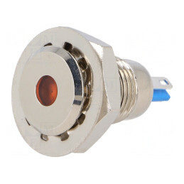 Lampă LED portocalie 12VDC Ø12mm IP67 alamă | Electronic-mag.ro | Componente Electronice