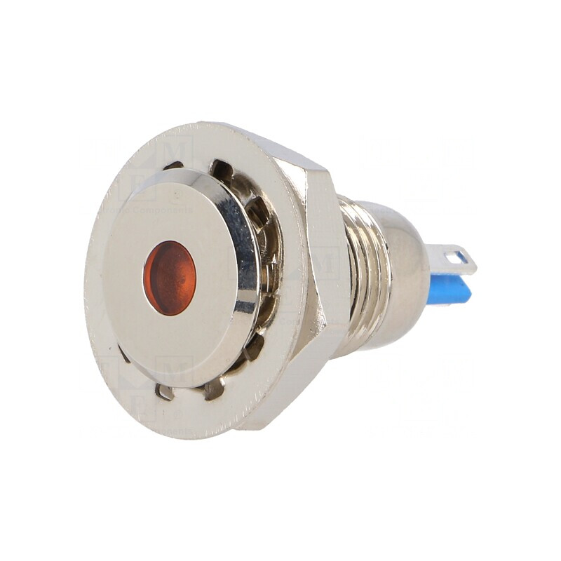 Lampă LED portocalie 12VDC Ø12mm IP67 alamă | Electronic-mag.ro | Componente Electronice